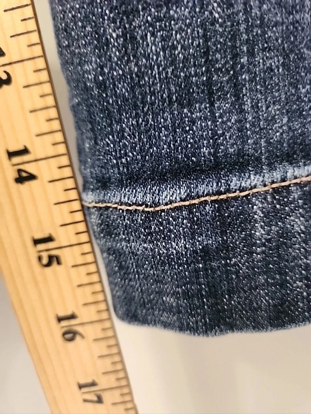 Lands' End Women’s  14 - 36 X 16 Dark Wash Denim Bermuda Shorts Stretch Capris
